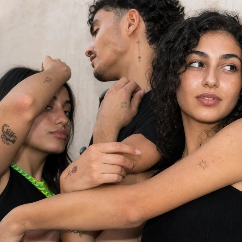 amis tatouages temporaires bras